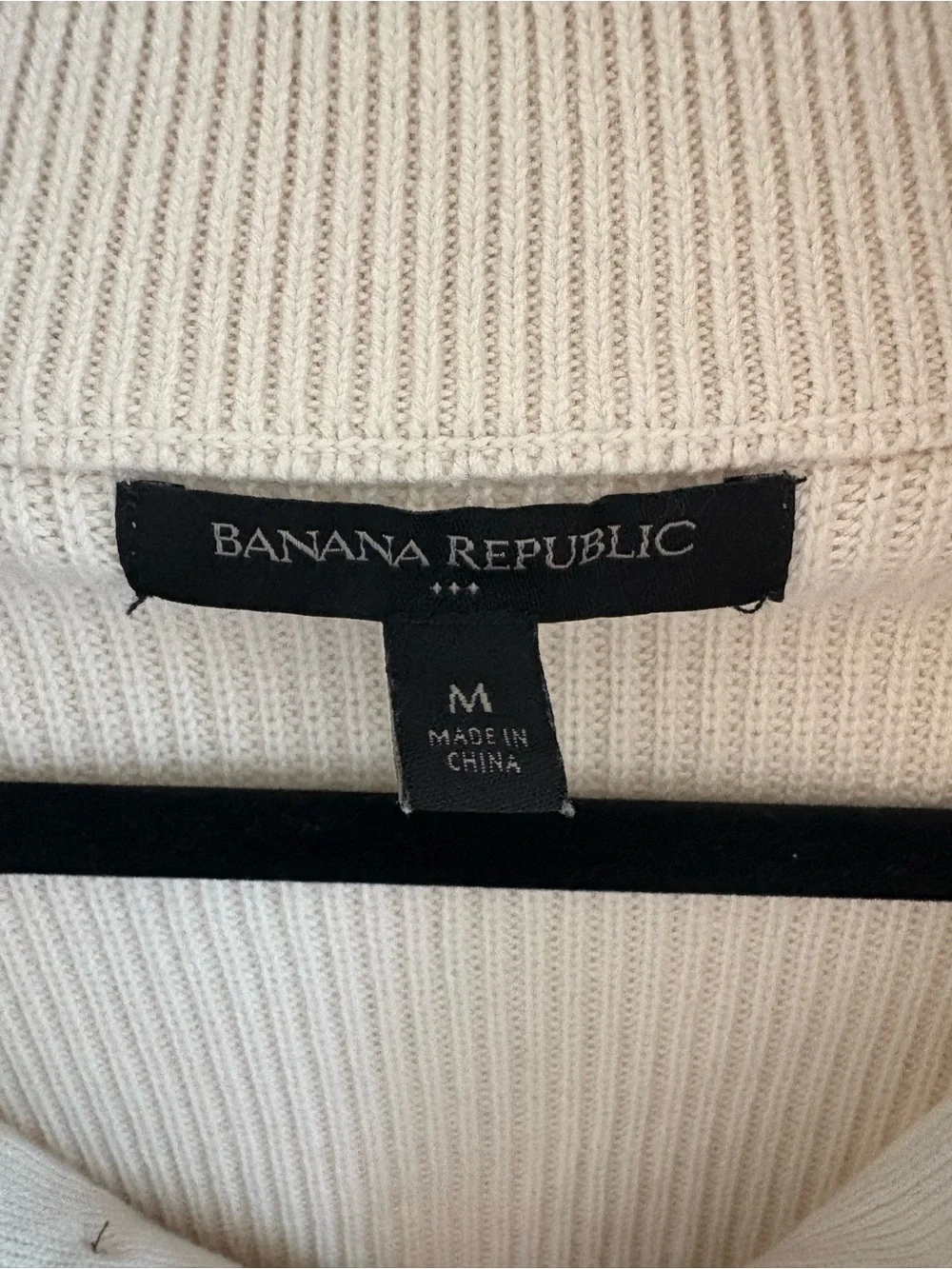 Banana Republic Men's Cream Ribbed Button-Neck Turtleneck Sweater 100% Cotton